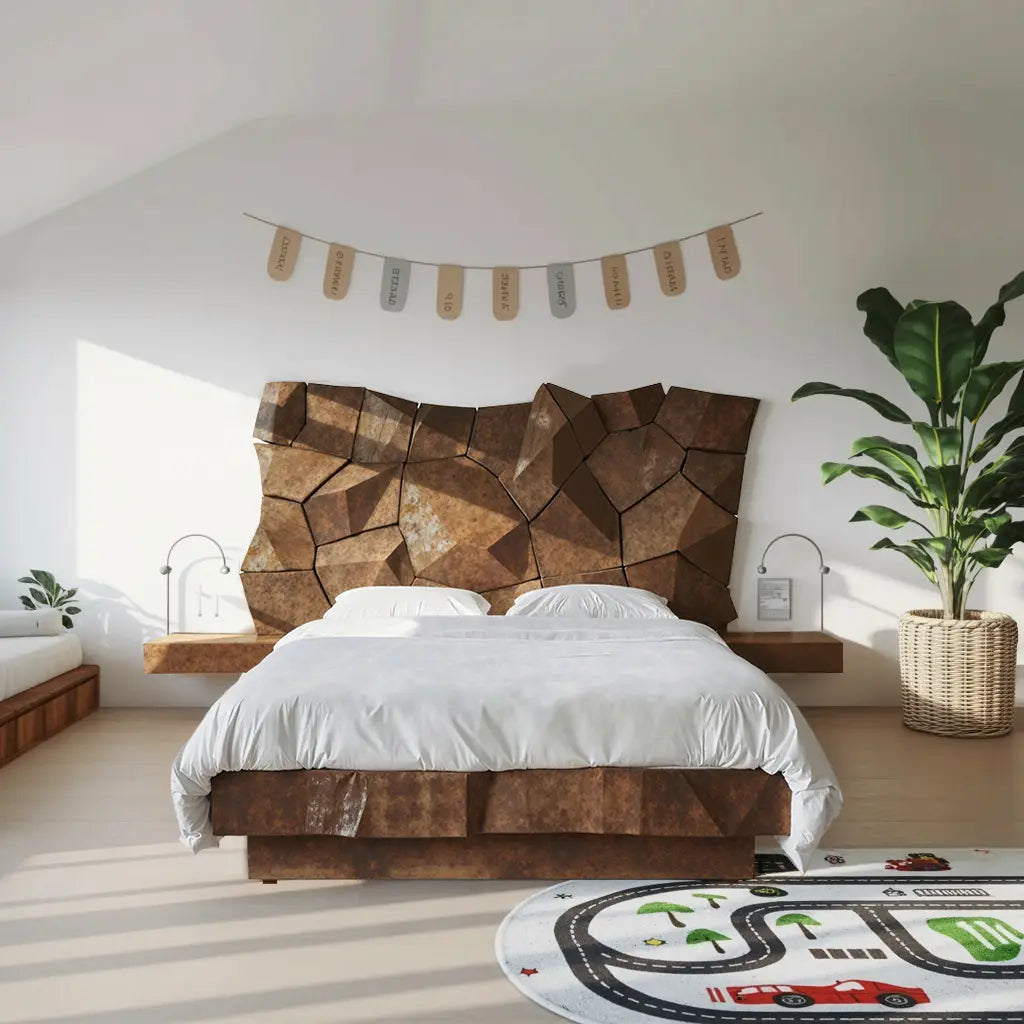 Sculptural Geometric Bed Frame For Modern Bedroom Lynnsnail