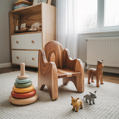 Montessori Wooden Toddler Chair For Playroom Or Minimalist Nursery Lynnsnail