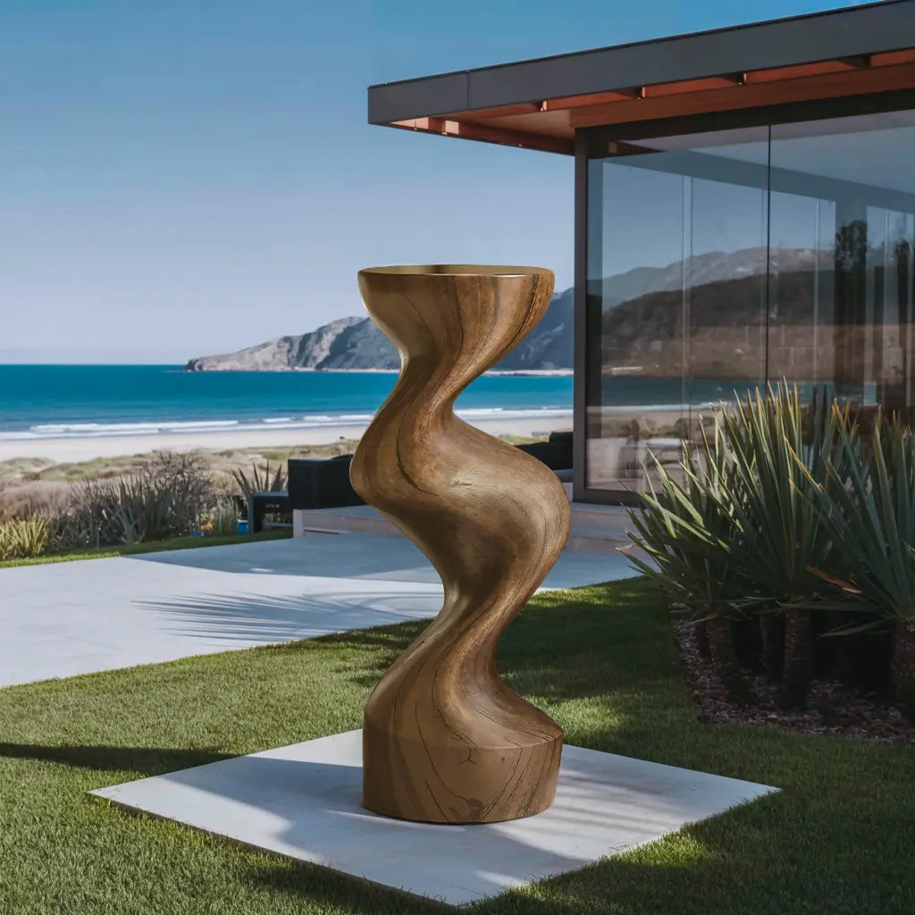 Farmhouse Solid Wood Abstract Sculpture For Garden Lynnsnail