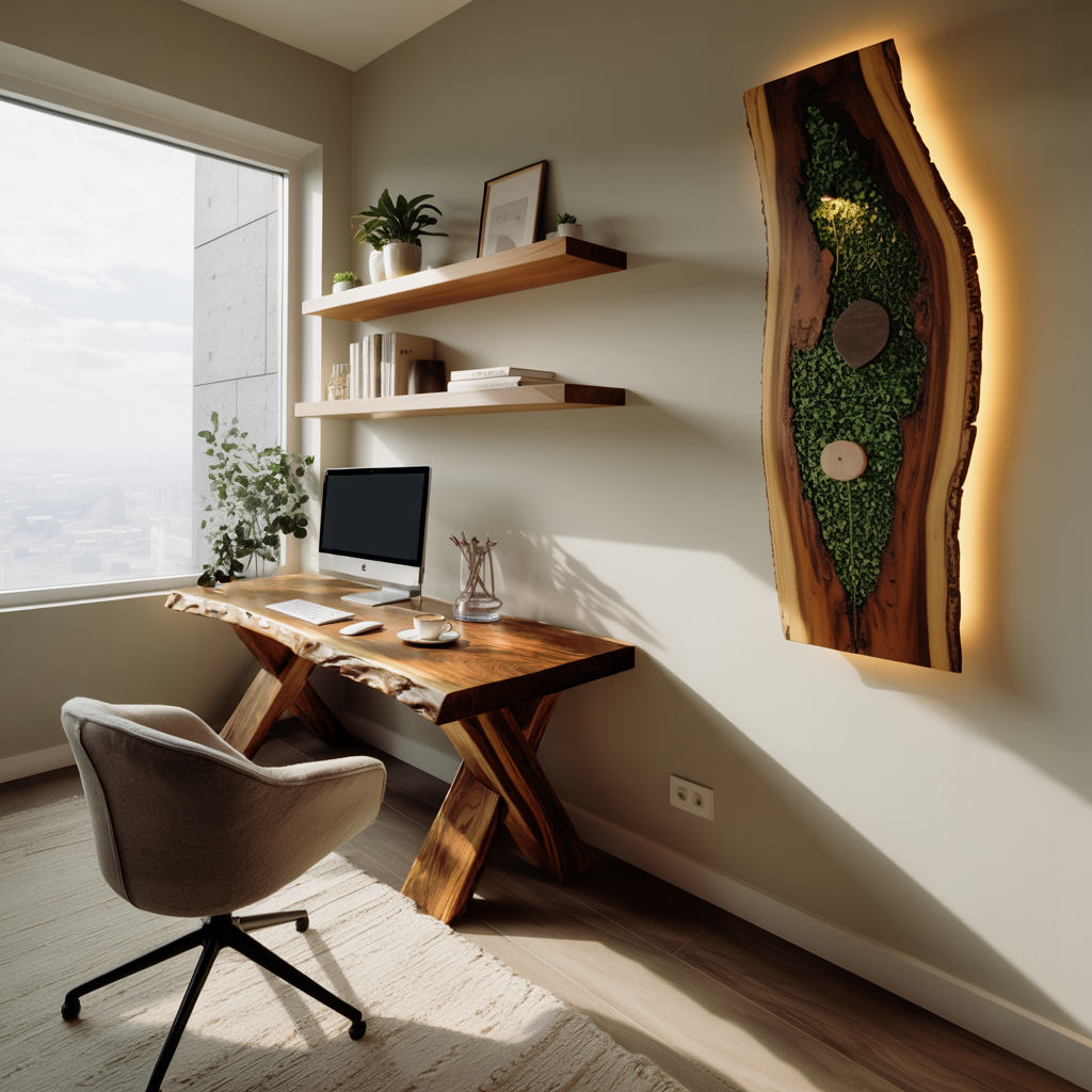 Live Edge Wooden Desk With X Legs For Rustic Home Office Or Studio Lynnsnail