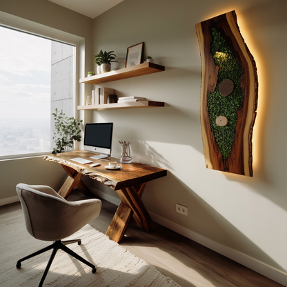 Live Edge Wooden Desk With X Legs For Rustic Home Office Or Studio Lynnsnail