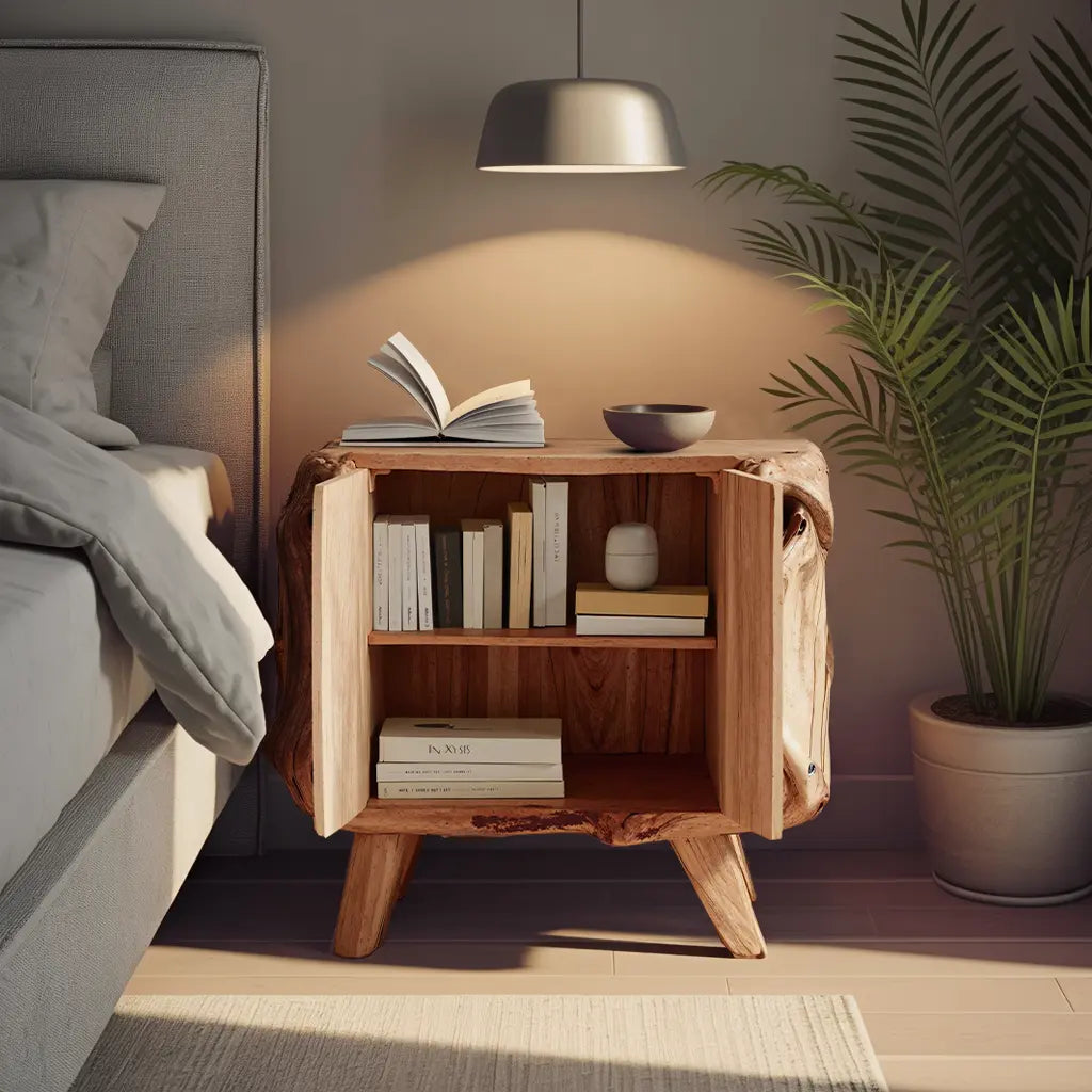 Farmhouse Live Edge Nightstand For Natural Bedroom Vibe Lynnsnail