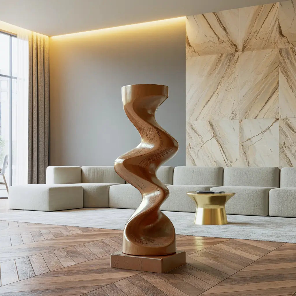 Rustic Solid Wood Abstract Sculpture For Patio Design Lynnsnail