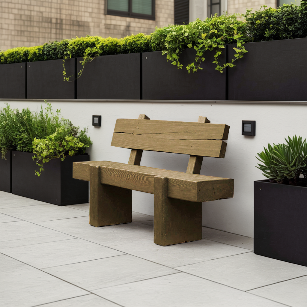 Modern Solid Wood Outdoor Bench With Charred Finish For Garden Or Patio Lynnsnail