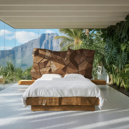 Sculptural Geometric Bed Frame For Modern Bedroom Lynnsnail