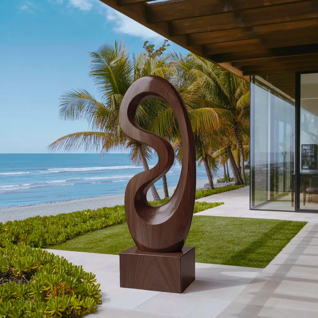 Rustic Solid Wood Abstract Statue For Interior Design Lynnsnail