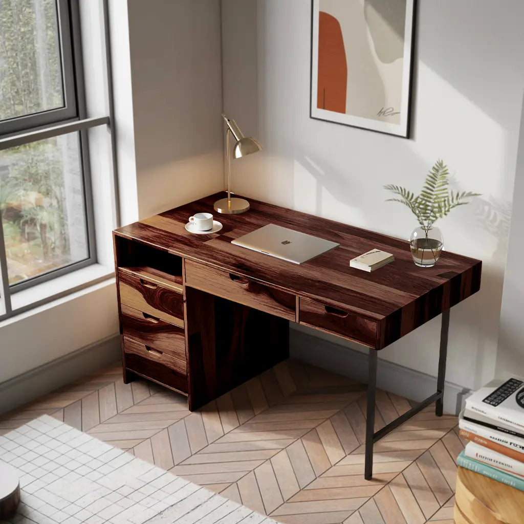 Modern Wooden Desk With Drawers For Home Office Or Study Lynnsnail