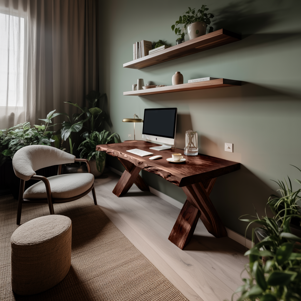 Live Edge Wooden Desk With X Legs For Rustic Home Office Or Studio Lynnsnail