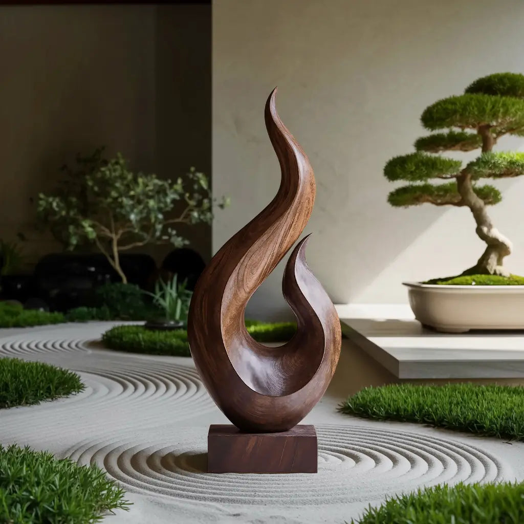 Handcrafted Abstract Wood Statue For Home Accent Lynnsnail