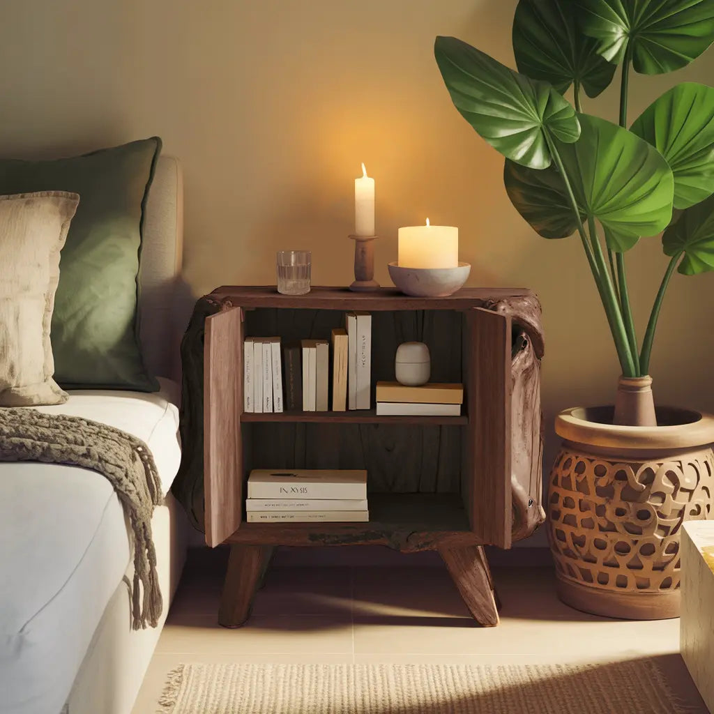Farmhouse Live Edge Nightstand For Natural Bedroom Vibe Lynnsnail