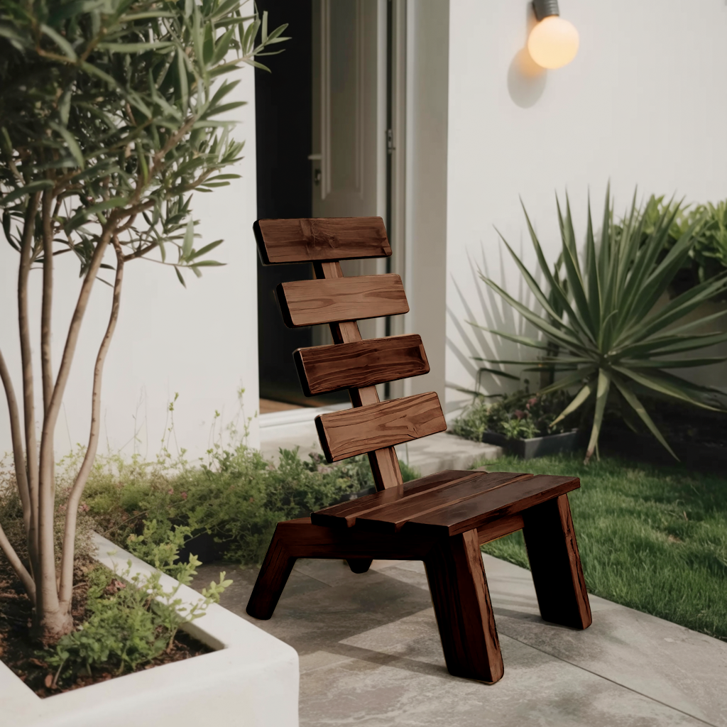 Modern Slatted Wood Outdoor Lounge Chair For Garden Or Patio Lynnsnail
