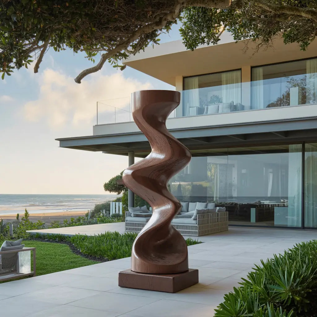 Rustic Solid Wood Abstract Sculpture For Patio Design Lynnsnail
