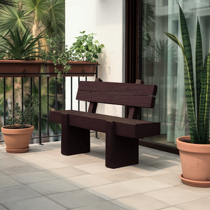 Modern Solid Wood Outdoor Bench With Charred Finish For Garden Or Patio Lynnsnail