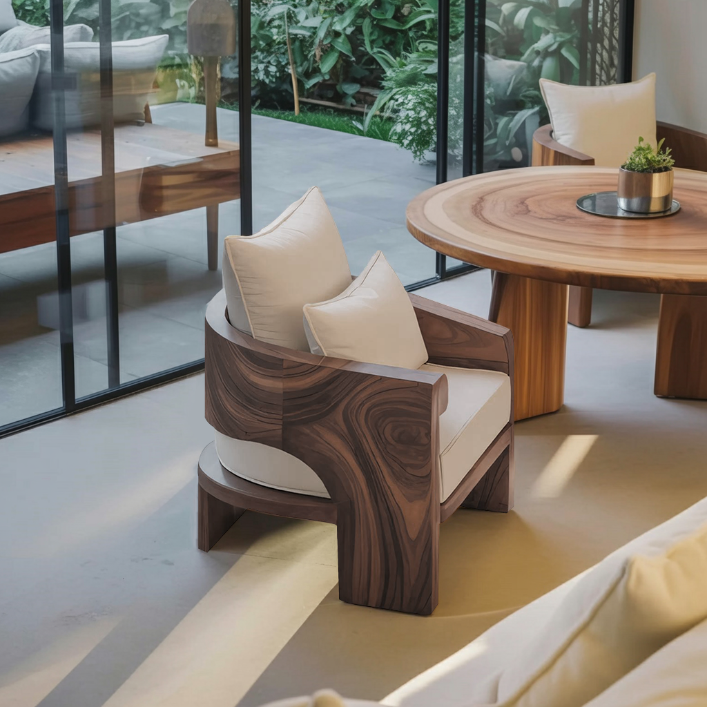 Curved Outdoor Wood Lounge Chair For Patio Or Balcony Lynnsnail