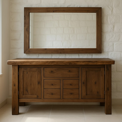 Handcrafted Solid Wood Bathroom Vanity - Live Edge Top, Cabinets, Drawers & Vessel Sink Base Lynnsnail