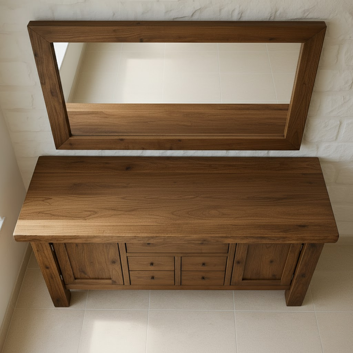 Handcrafted Solid Wood Bathroom Vanity - Live Edge Top, Cabinets, Drawers & Vessel Sink Base Lynnsnail
