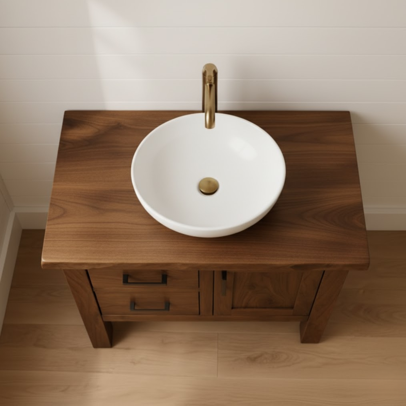 Handcrafted Solid Wood Bathroom Vanity - Live Edge Cabinet with Storage Lynnsnail