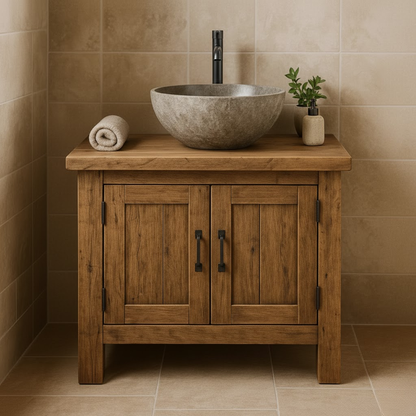 Handcrafted Soild Wood Bathroom Vanity | Compact Single Sink Cabinet Storage Lynnsnail