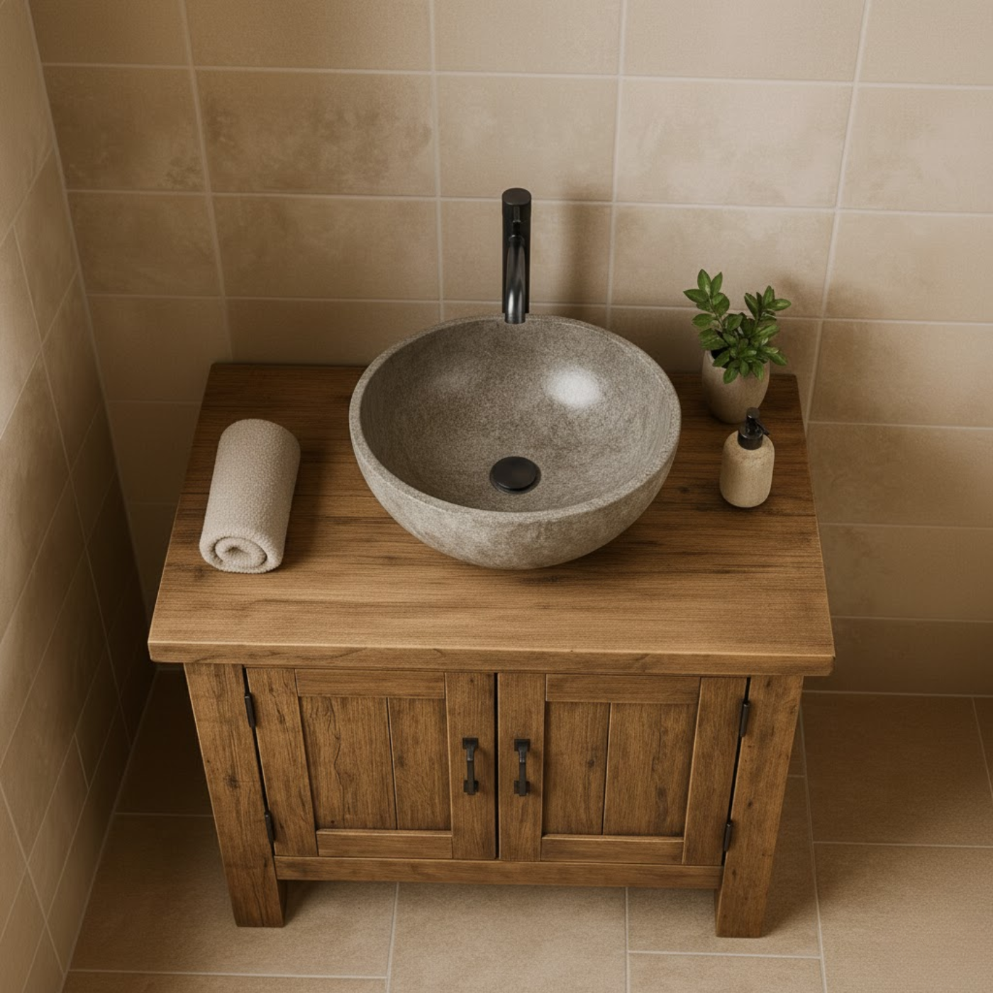 Handcrafted Soild Wood Bathroom Vanity | Compact Single Sink Cabinet Storage Lynnsnail