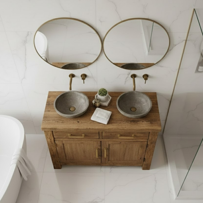 Handcrafted Solid Wood Bathroom Vanity - Rustic Double Sink Console Lynnsnail
