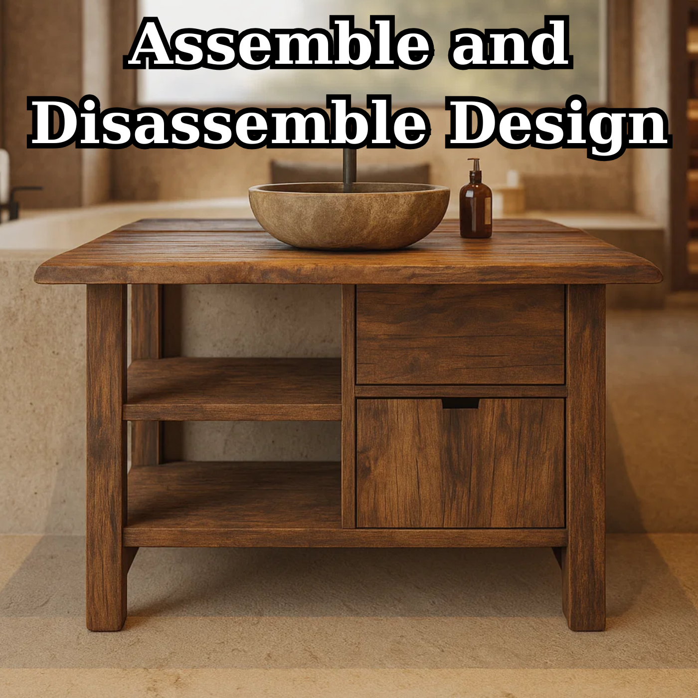 Handcrafted Solid Wood Bathroom Vanity with Open Shelves and Soft-Close Storage Lynnsnail