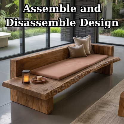Handcrafted Solid Wood Sofa – Rustic Live Edge Bench Couch with Minimalist Design and Natural Finish