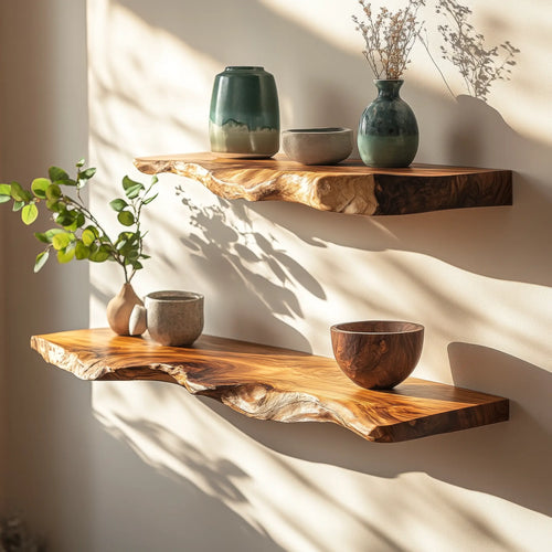 Caelric Live Edge Solid Wood Floating Shelf SPA395392 Lynnsnail