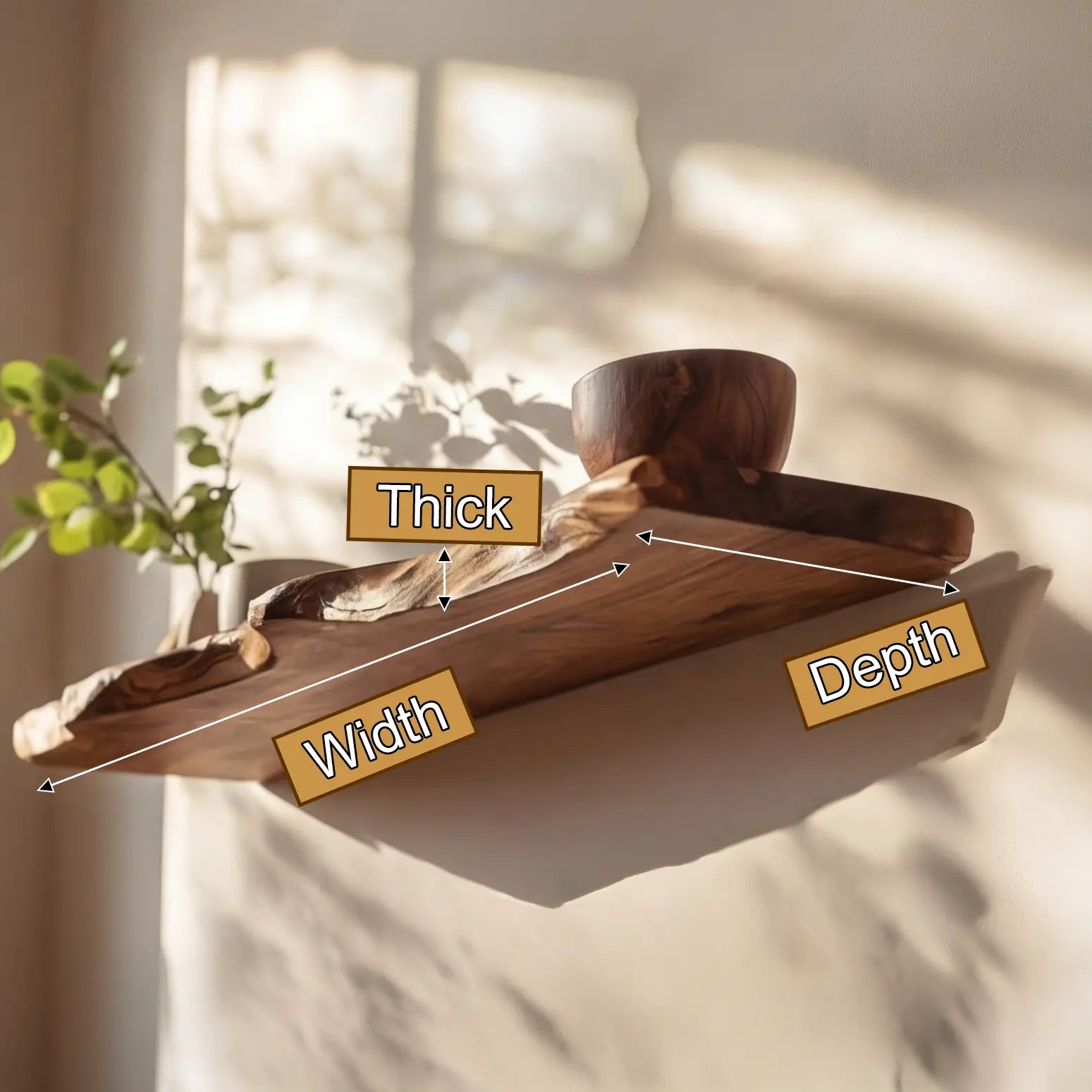 Caelric Live Edge Solid Wood Floating Shelf SPA395392 Lynnsnail