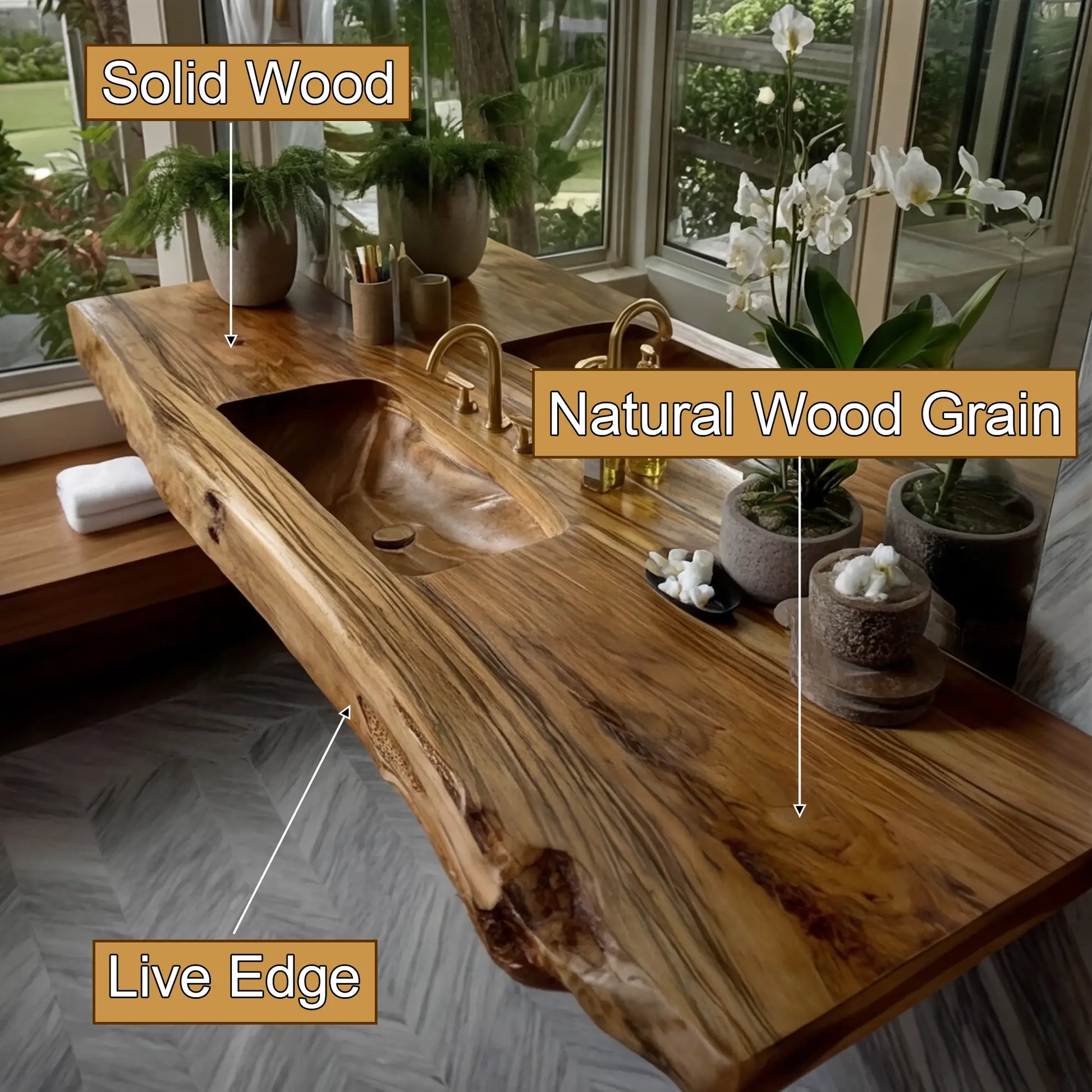 Caelthar Live Edge Solid Wood Floating Bathroom Vanity with Integrated Sink SPA264589 Lynnsnail