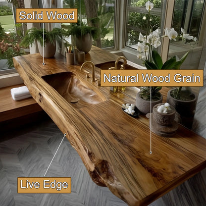 Caelthar Live Edge Solid Wood Floating Bathroom Vanity with Integrated Sink SPA264589 Lynnsnail