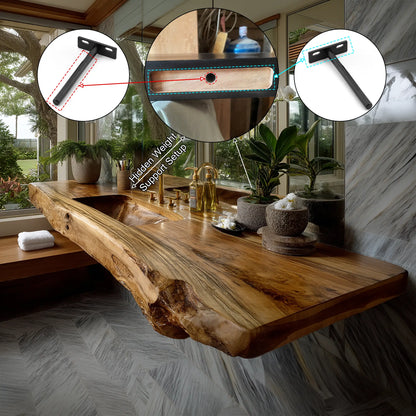 Caelthar Live Edge Solid Wood Floating Bathroom Vanity with Integrated Sink SPA264589 Lynnsnail