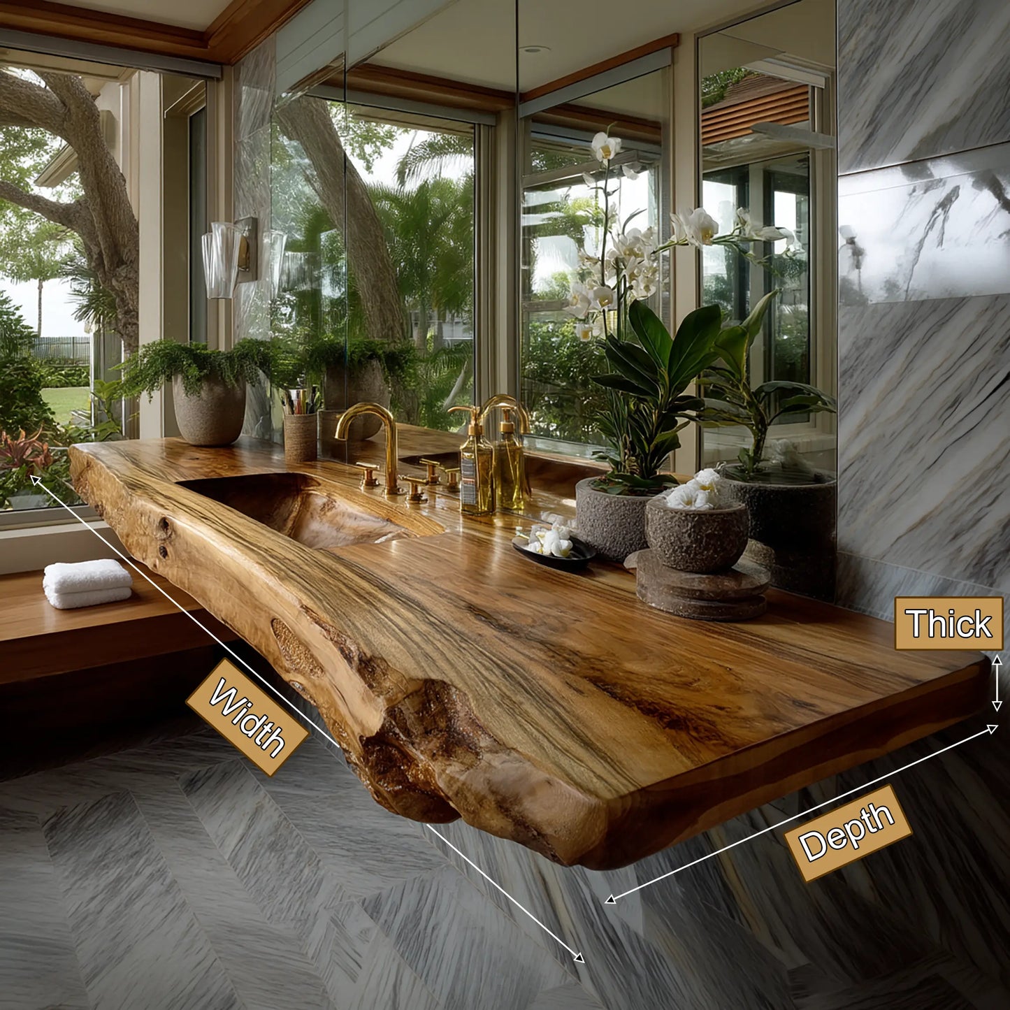 Caelthar Live Edge Solid Wood Floating Bathroom Vanity with Integrated Sink SPA264589 Lynnsnail