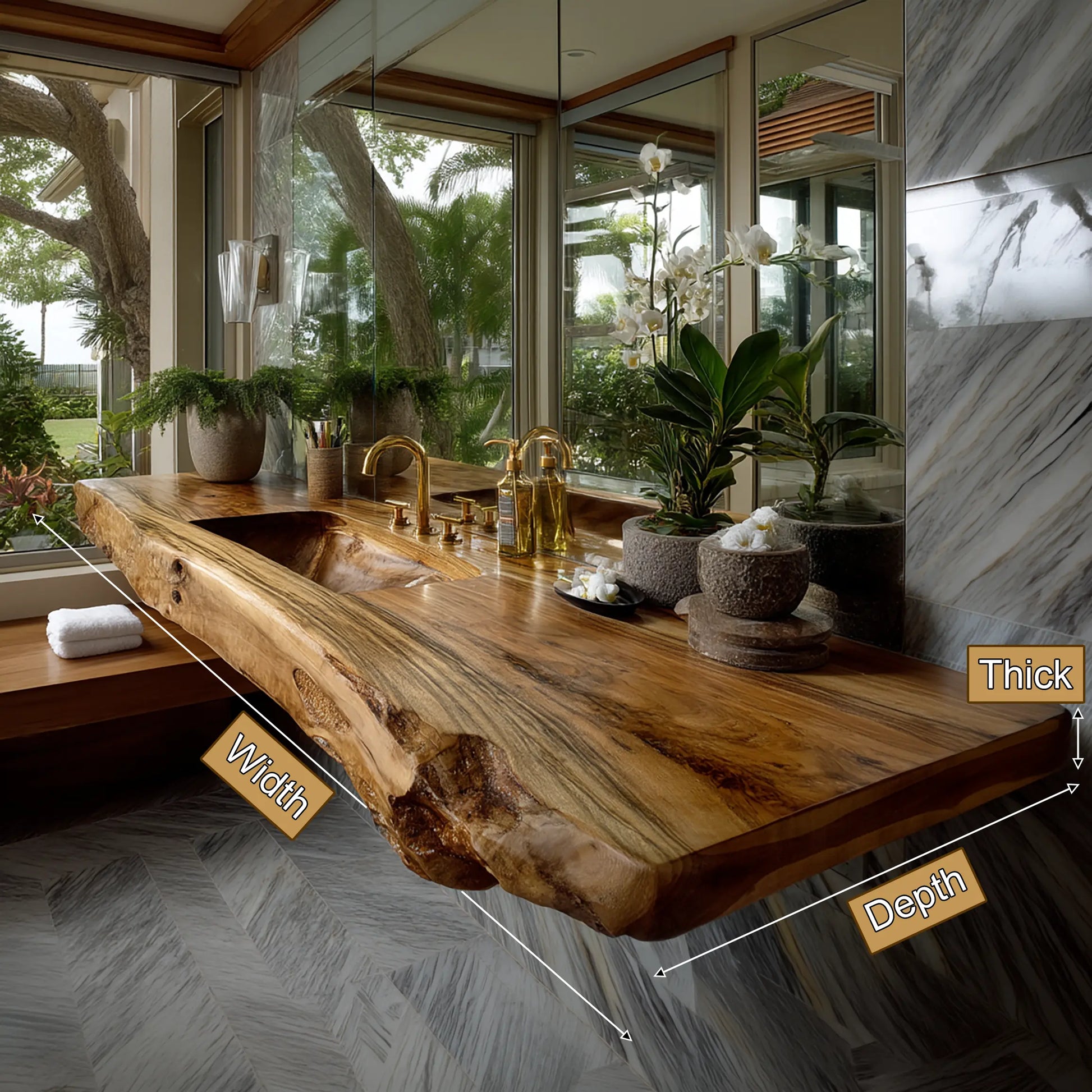 Caelthar Live Edge Solid Wood Floating Bathroom Vanity with Integrated Sink SPA264589 Lynnsnail