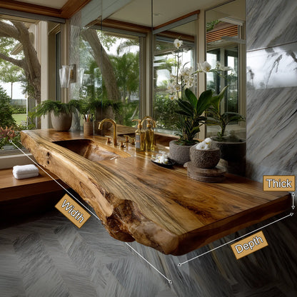 Caelthar Live Edge Solid Wood Floating Bathroom Vanity with Integrated Sink SPA264589 Lynnsnail