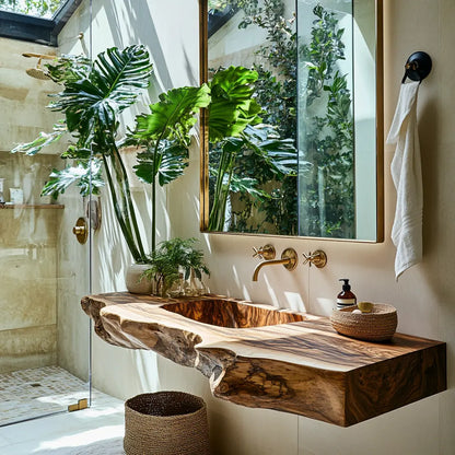 Caldris Live Edge Solid Wood Floating Bathroom Vanity with Integrated Sink SPA184235 Lynnsnail