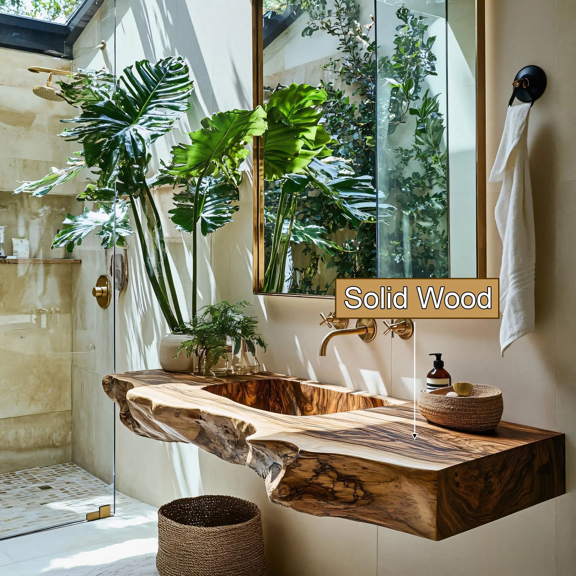 Caldris Live Edge Solid Wood Floating Bathroom Vanity with Integrated Sink SPA184235 Lynnsnail