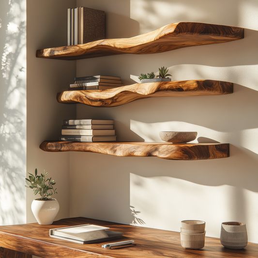 Calvora Live Edge Solid Wood Floating Shelf SPA294832