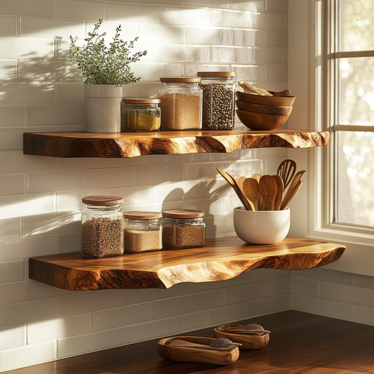 Carvello Live Edge Solid Wood Floating Shelf SPA953952