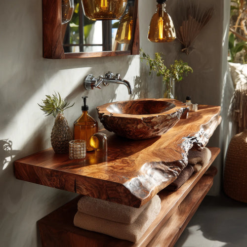 Cavello Handcrafted Live Edge Solid Wood Floating Bathroom Vanity SPA234268 Lynnsnail