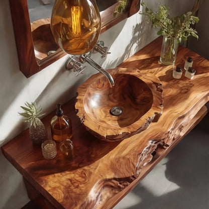 Cavello Handcrafted Live Edge Solid Wood Floating Bathroom Vanity SPA234268 Lynnsnail