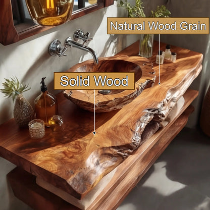 Cavello Handcrafted Live Edge Solid Wood Floating Bathroom Vanity SPA234268 Lynnsnail