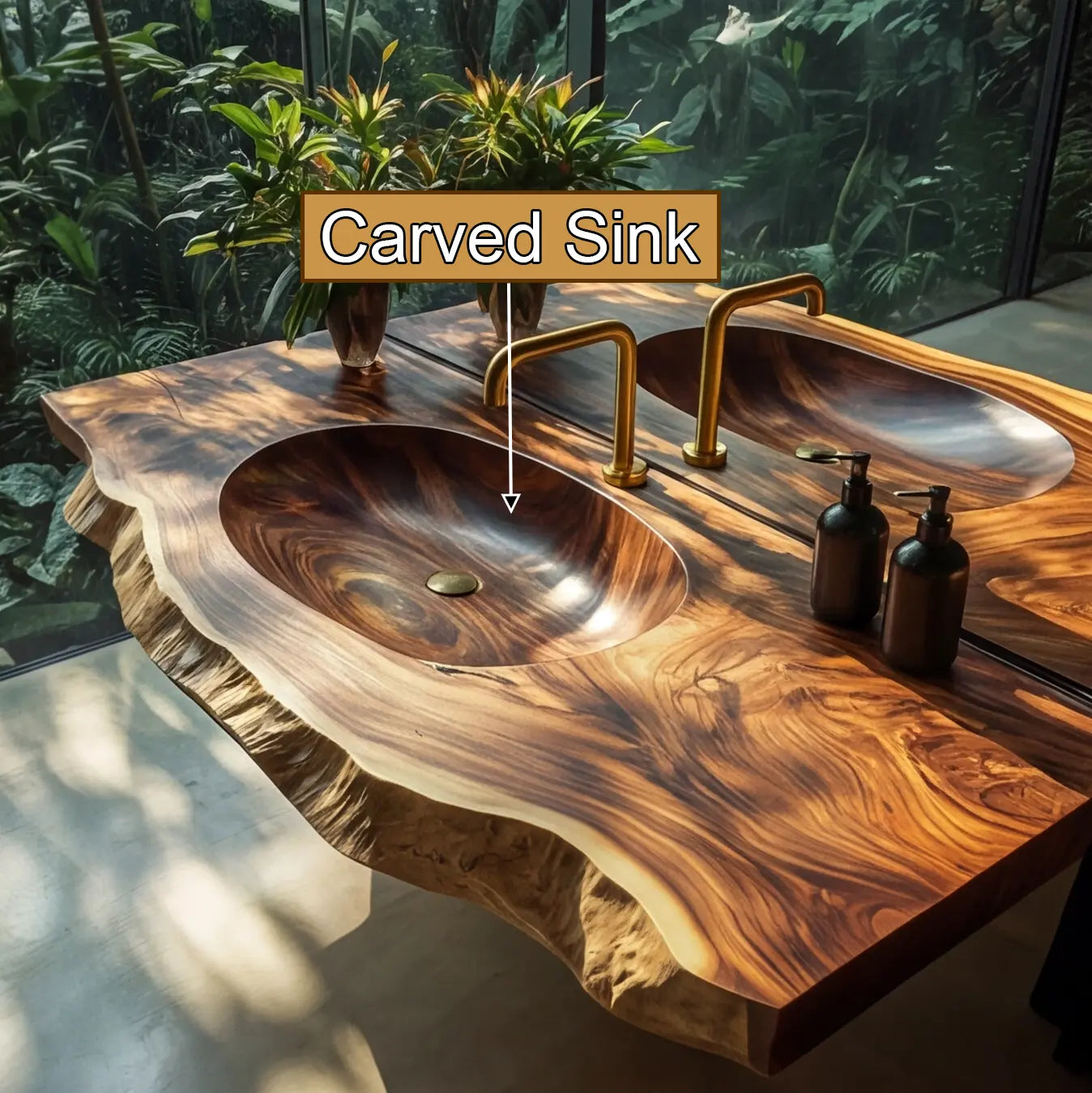 Cavira Live Edge Solid Wood Floating Bathroom Vanity with Integrated Sink SPA354645 Lynnsnail