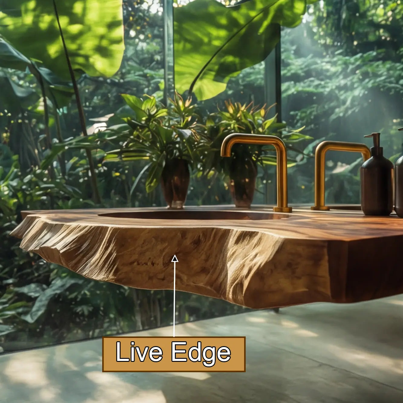 Cavira Live Edge Solid Wood Floating Bathroom Vanity with Integrated Sink SPA354645 Lynnsnail