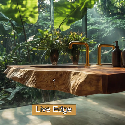 Cavira Live Edge Solid Wood Floating Bathroom Vanity with Integrated Sink SPA354645 Lynnsnail