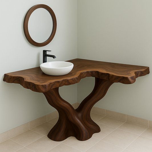 Handcrafted Solid Wood Corner Flow Sculptural Bathroom Vanity Lynnsnail