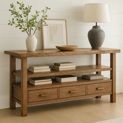 Handcrafted Solid Wood Console Table – Modern Rustic Elegance Lynnsnail