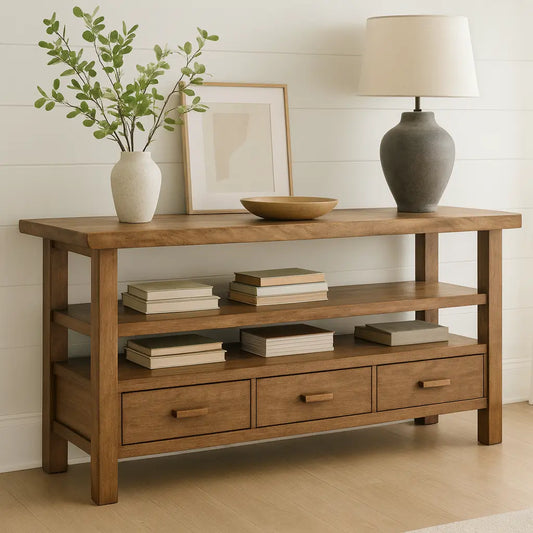 Handcrafted Solid Wood Console Table – Modern Rustic Elegance Lynnsnail