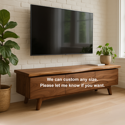 Handcrafted Solid Wood Live Edge TV Stand – Modern Organic Media Console for Living Room Lynnsnail