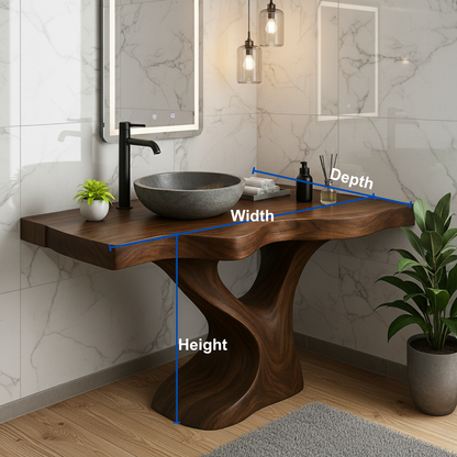 Handcrafted Solid Wood Bathroom Vanity – Modern Organic Sculptural Twist Design Lynnsnail
