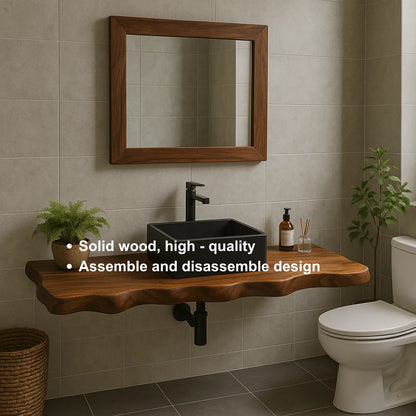 Handcrafted Solid Wood Floating Vanity with Organic Sculpted Live Edge Detailing Lynnsnail